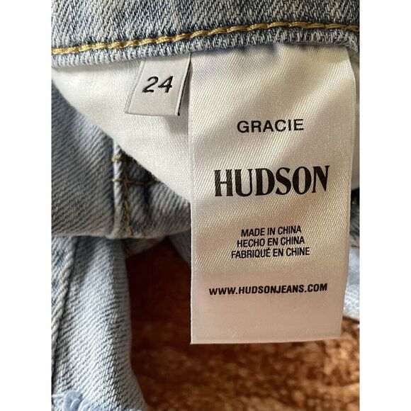 Hudson Gracie Cutoff Jean Shorts Size 24 Light Wash Distressed Raw Hem - Picture 4 of 10